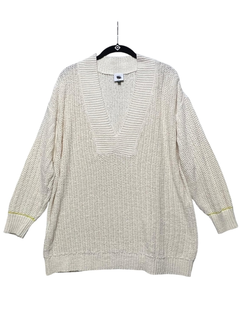 Comfy Boho Chunky Cable Knit Cabi Oversized Cream Long Sleeve Sweater Sz L